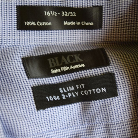 BLACK Saks Fifth Avenue Shirt 16.5 L Slim Fit - Picture 8 of 8